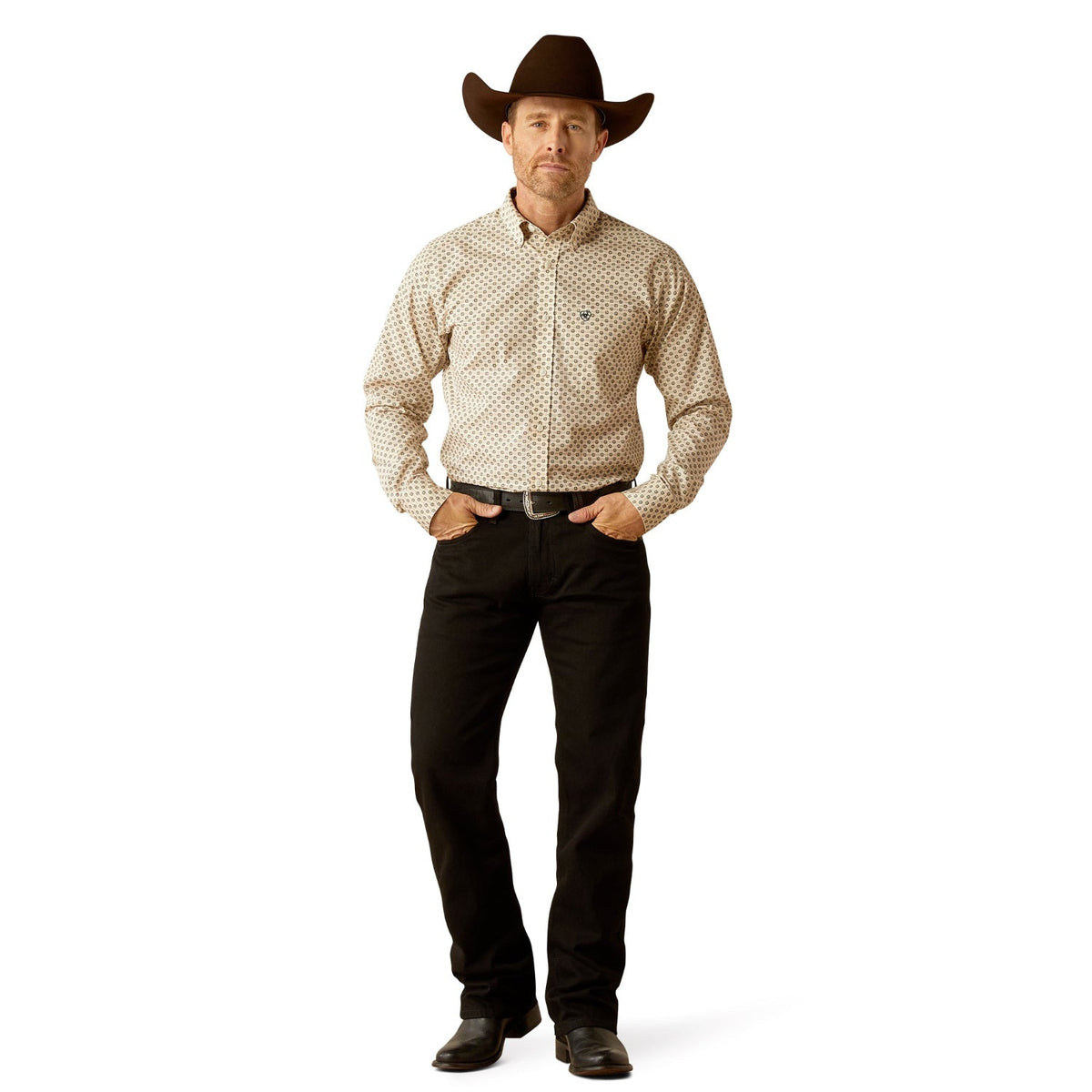 Ariat Men’s Wrinkle Free Fraiser Classic Fit Shirt - Cream