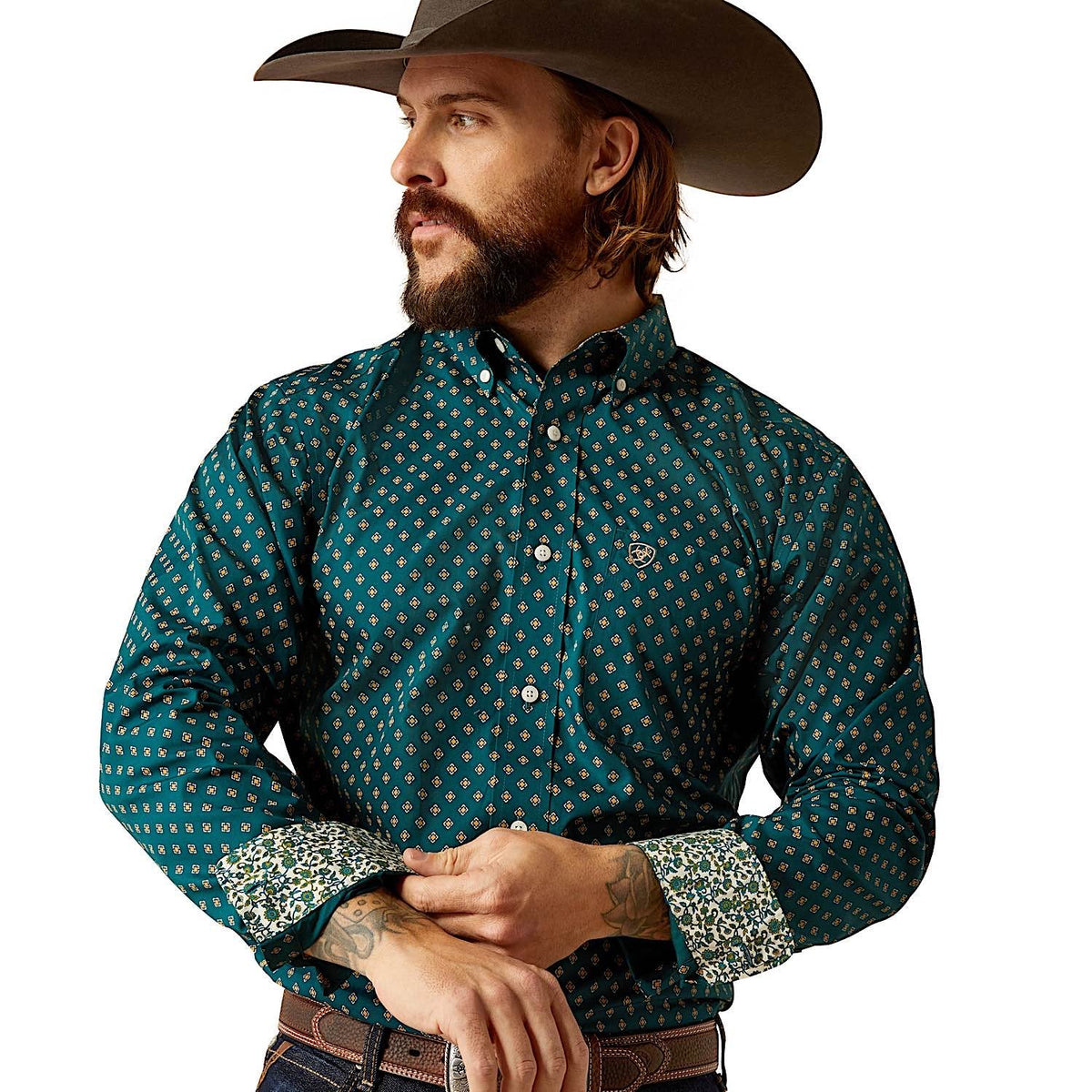 Ariat Men’s Wrinkle Free Grover Fitted Shirt - Deep Teal