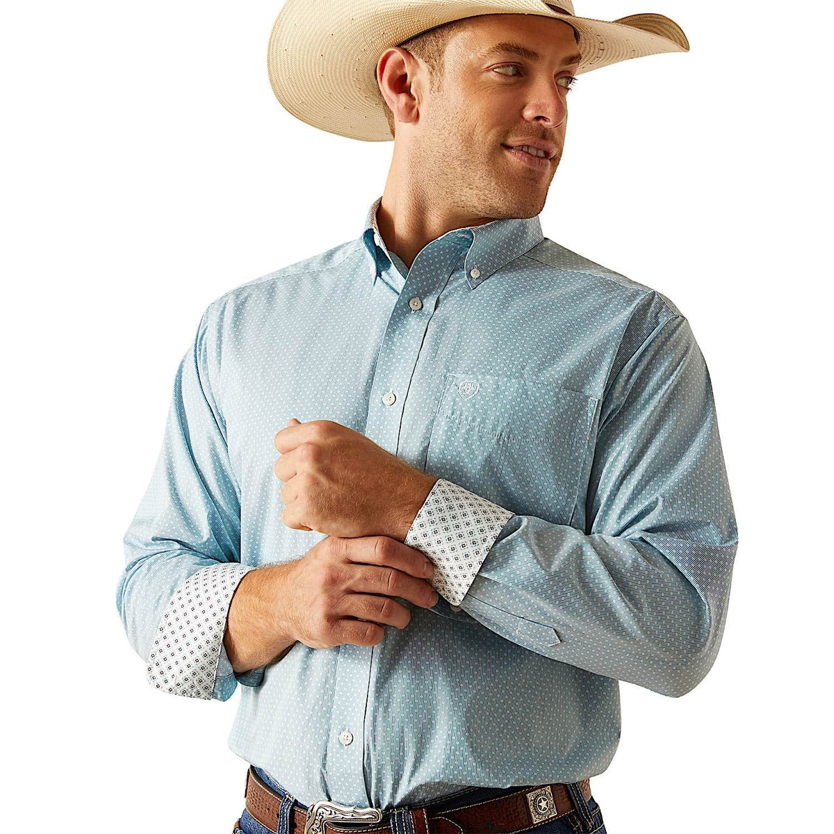 Ariat Men’s Wrinkle Free Ian Classic Fit Shirt - Porcelain Blue