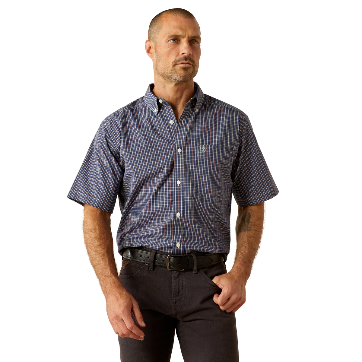 Ariat Mens Wrinkle Free Oaklee Classic Fit Shirt - Navy
