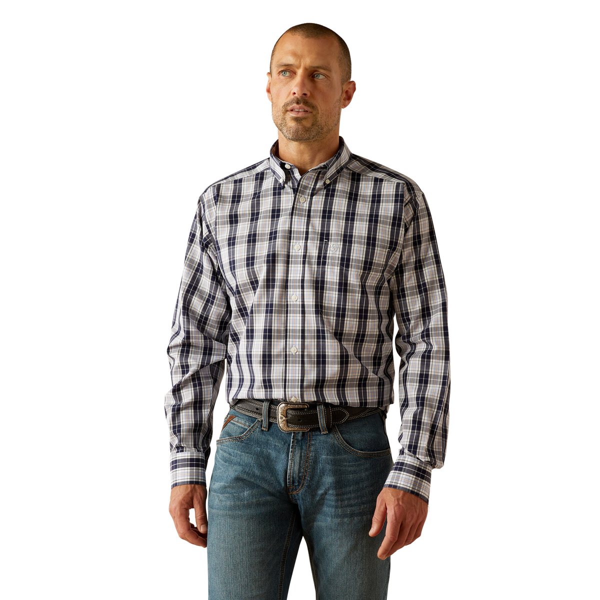 Ariat Mens Wrinkle Free Ocean Classic Fit Shirt - Dark Blue