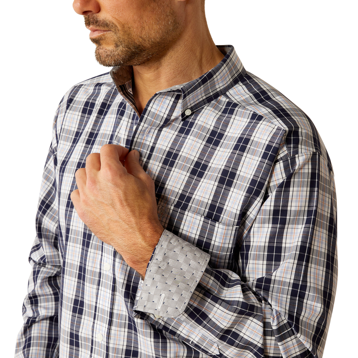 Ariat Mens Wrinkle Free Ocean Classic Fit Shirt - Dark Blue