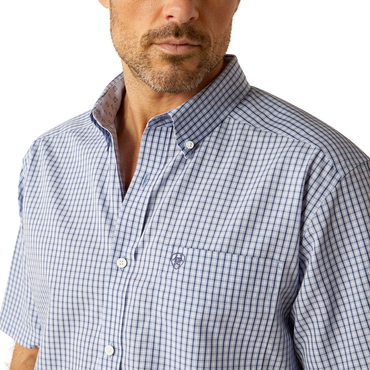 Ariat Mens Wrinkle Free Ozzy Classic Fit Shirt - Blue/White