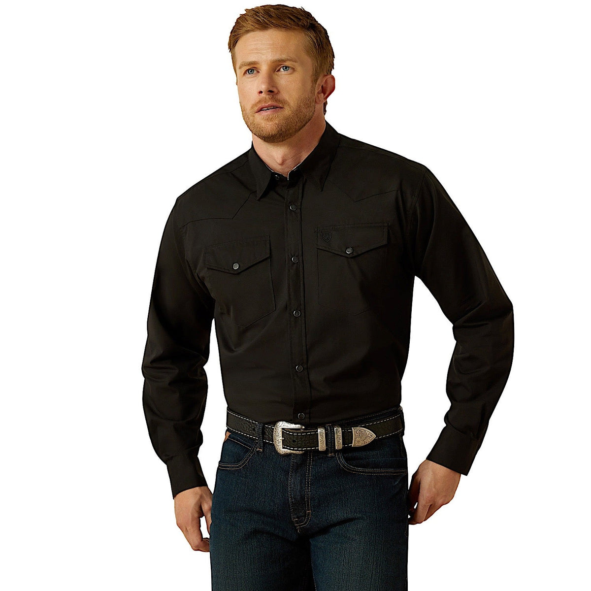 Ariat Mens Wrinkle Free Refined Slub Classic Fit Shirt - Black