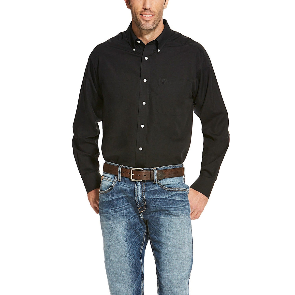 Ariat Men’s Wrinkle Free Solid Classic Fit Shirt Black