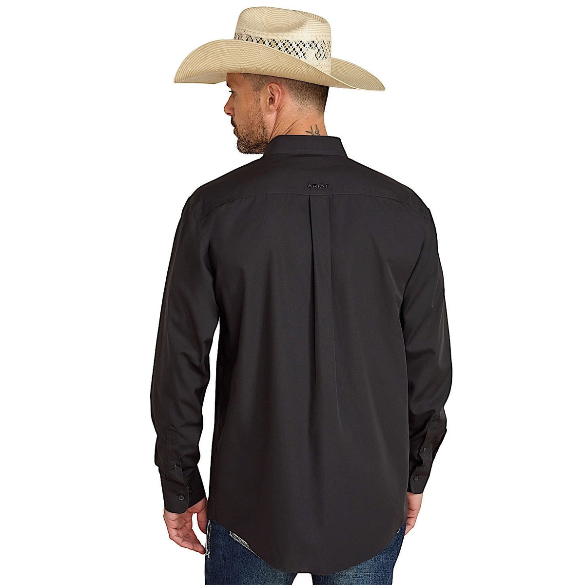Ariat Mens Wrinkle Free Solid Classic Fit Shirt - Black