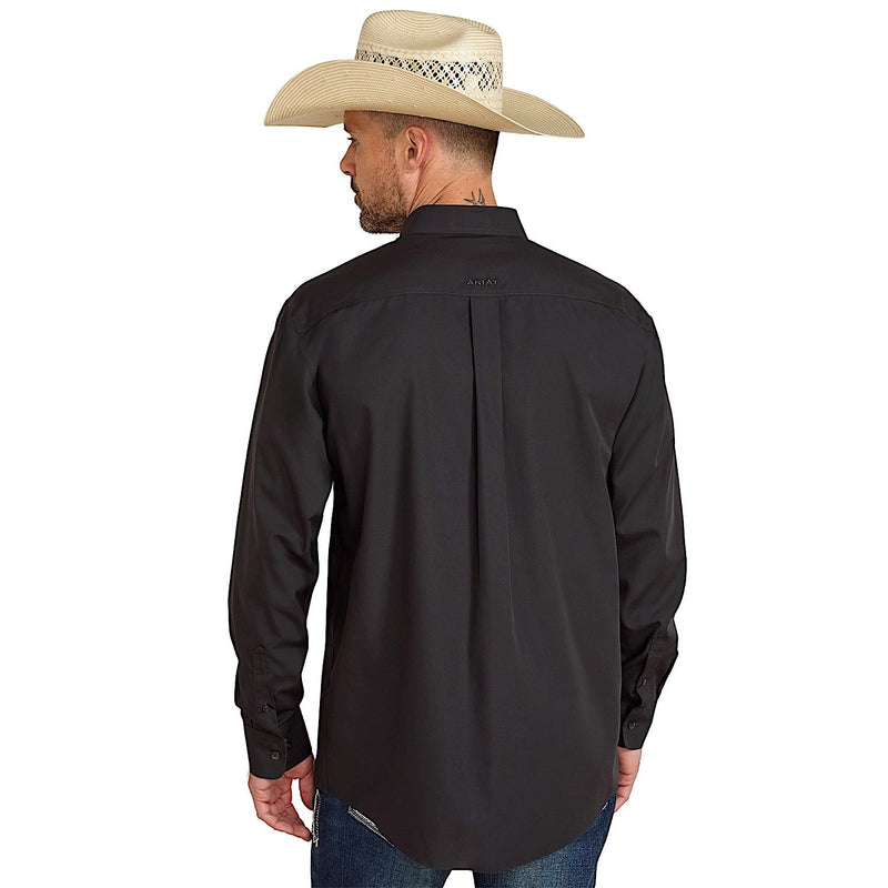 Ariat Mens Wrinkle Free Solid Classic Fit Shirt - Black