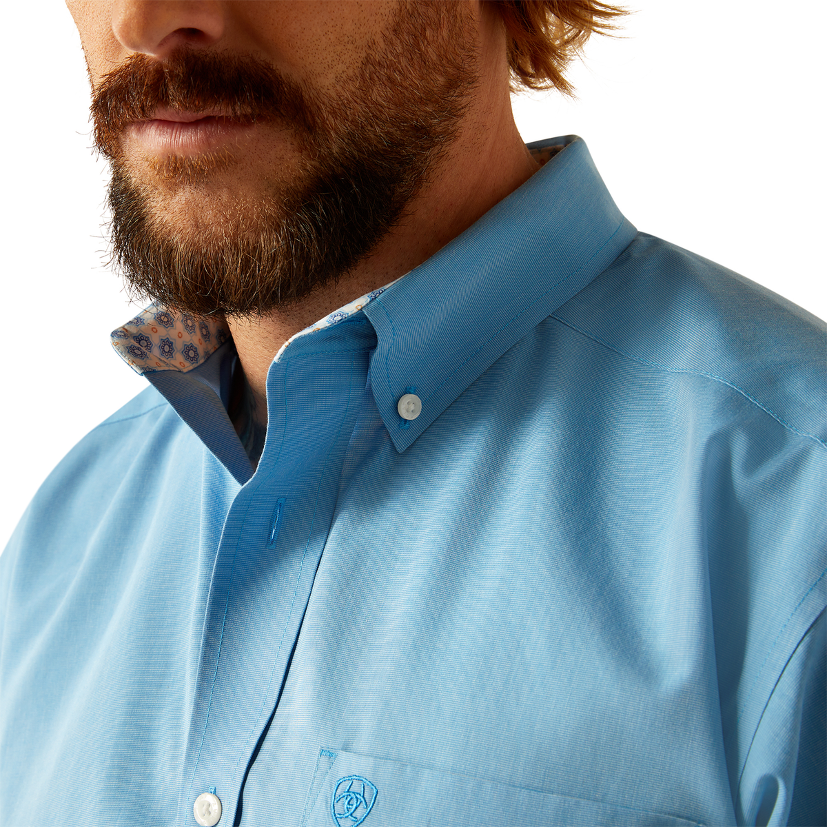 Ariat Men’s Wrinkle Free Solid Classic Fit Shirt - Blue