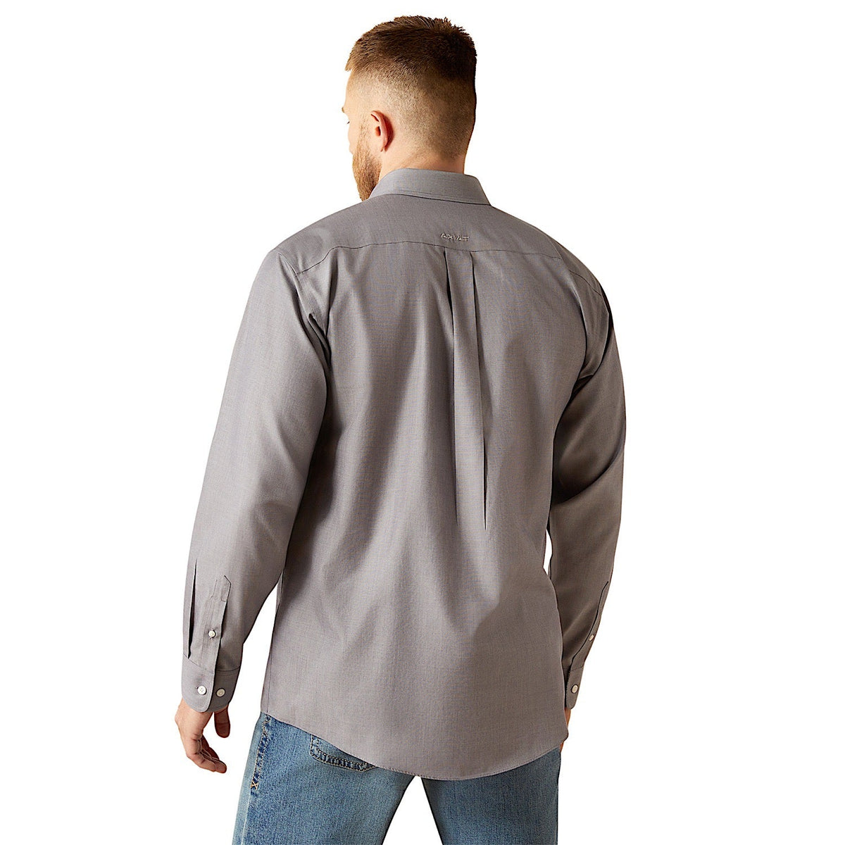 Ariat Mens Wrinkle Free Solid Classic Fit Shirt - Grey