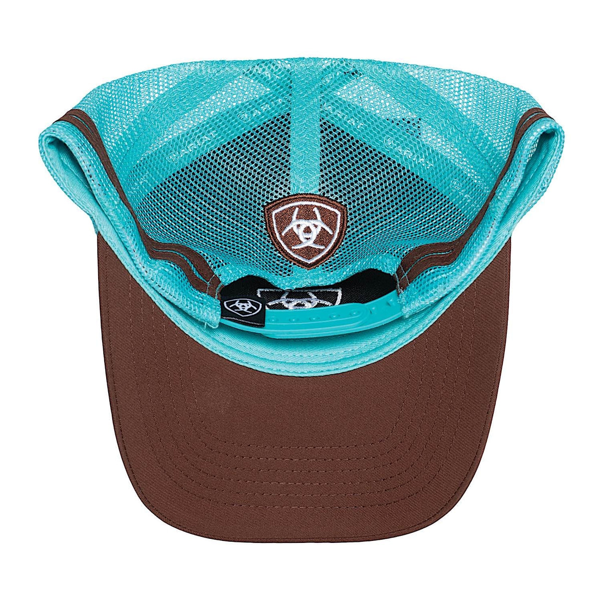 Ariat Stacked Logo Trucker Cap - Brown / Turquoise