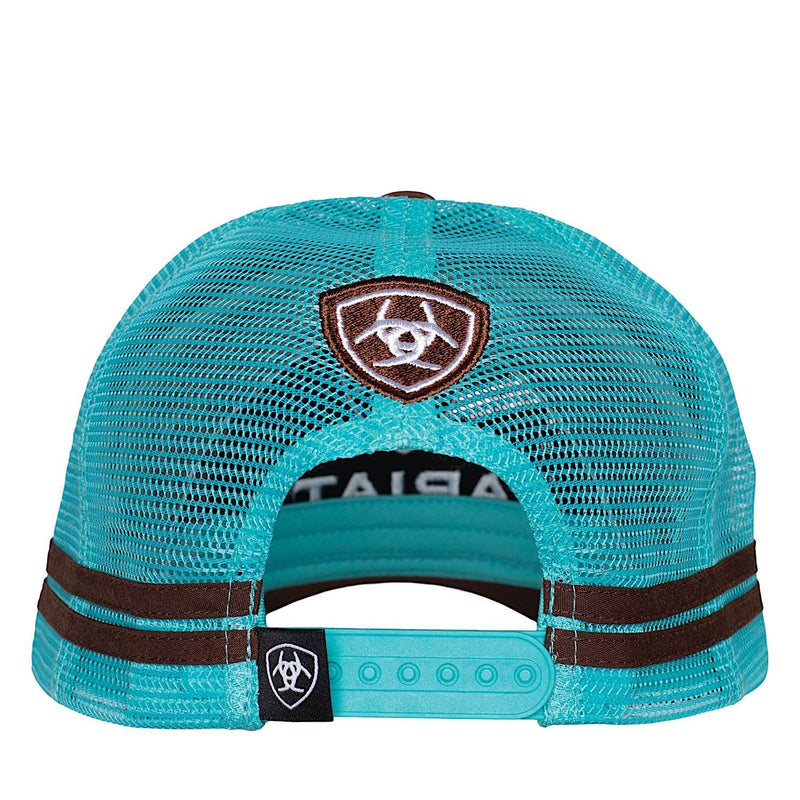 Ariat Stacked Logo Trucker Cap - Brown / Turquoise