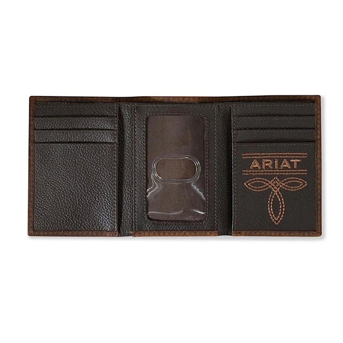 Ariat Trifold Wallet Rodeo Bullhide Ariat Emblem - Brown