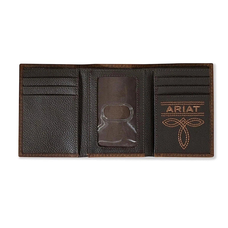 Ariat Trifold Wallet Rodeo Bullhide Ariat Emblem - Brown