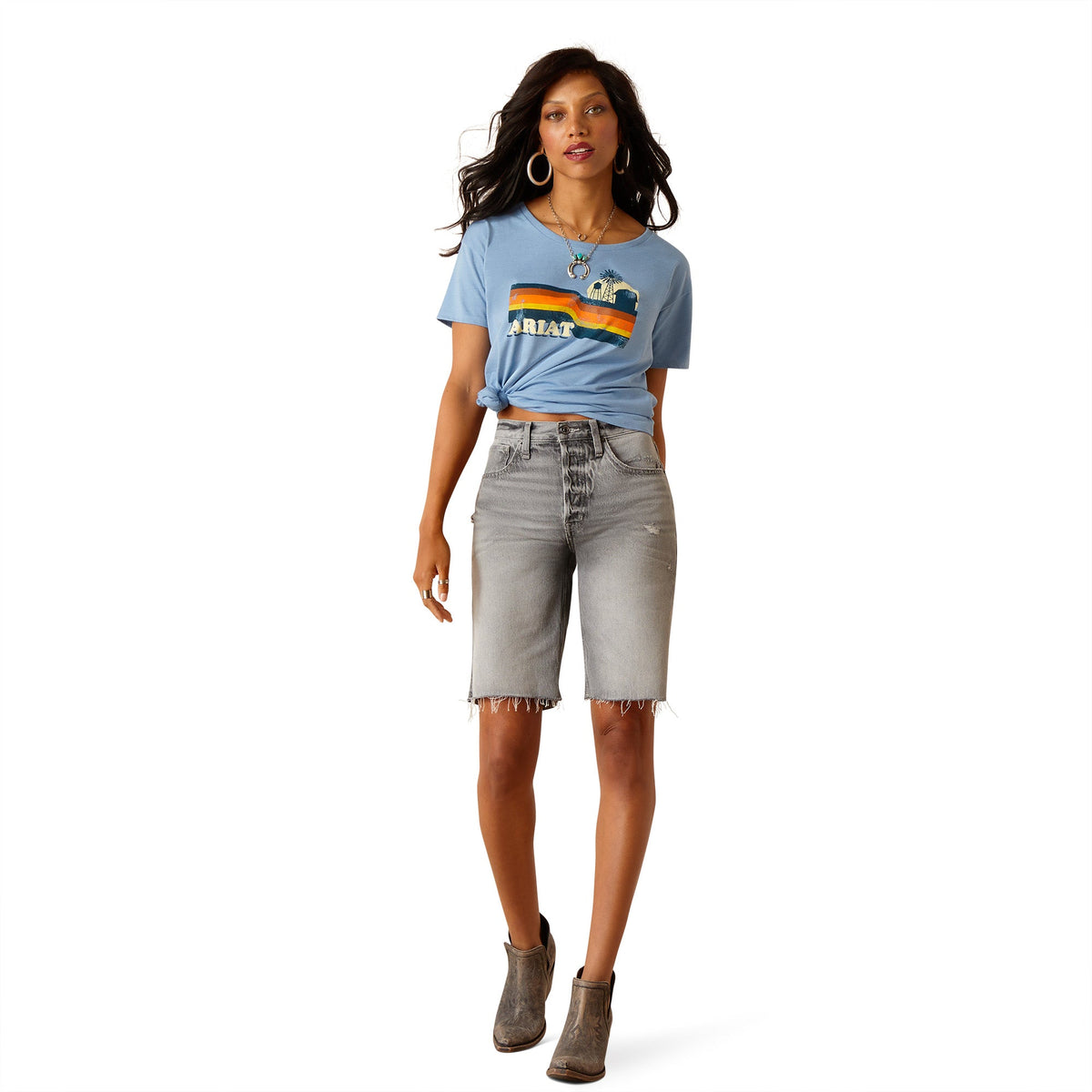 Ariat Women’s Acres T-Shirt Light Blue Heather - Ariat Womens Tops