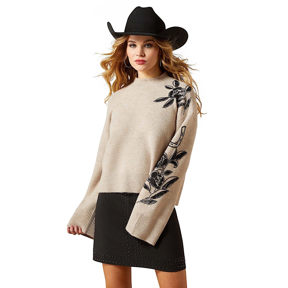 Ariat Women’s All In Embellished Sweater - Oatmeal Heather