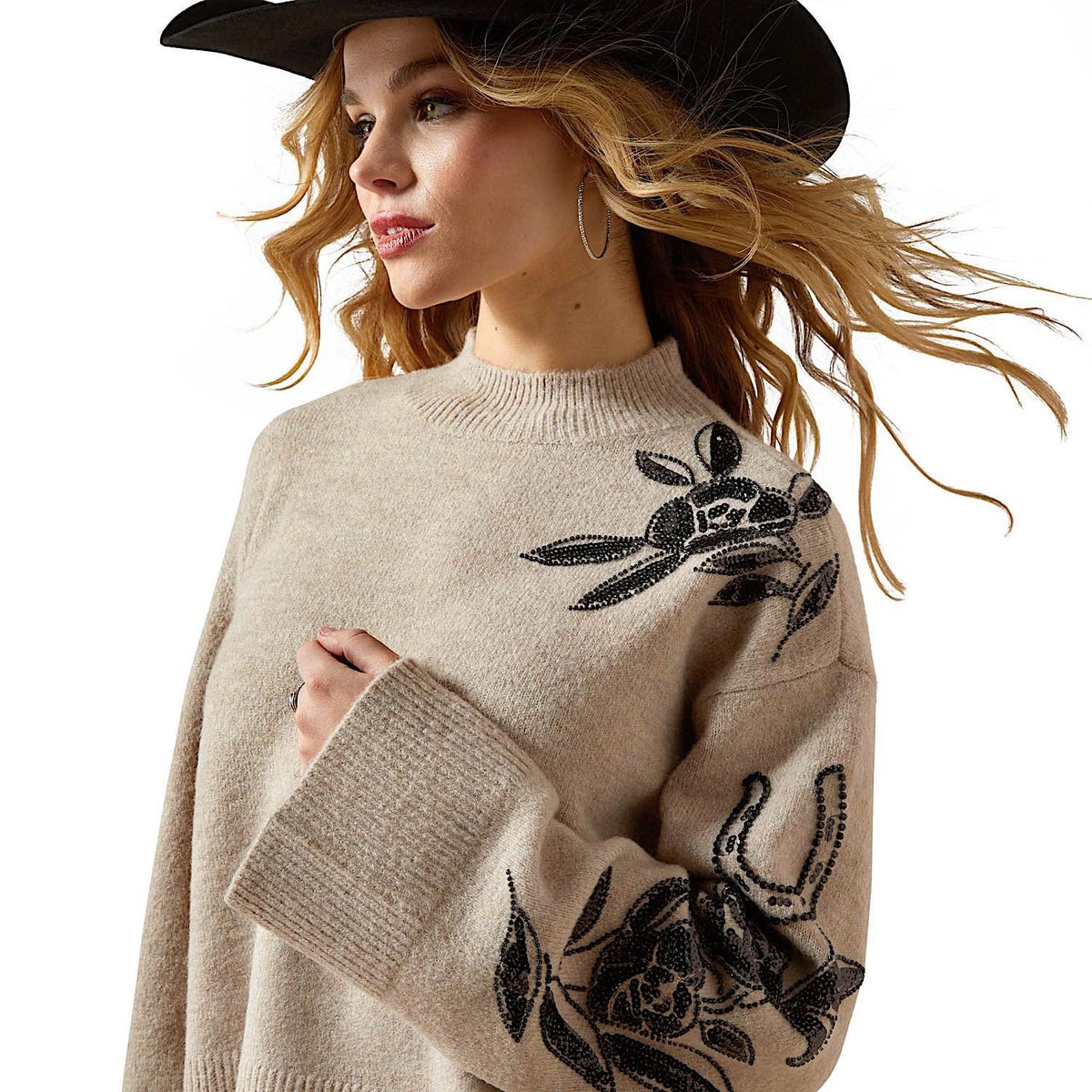 Ariat Women’s All In Embellished Sweater - Oatmeal Heather