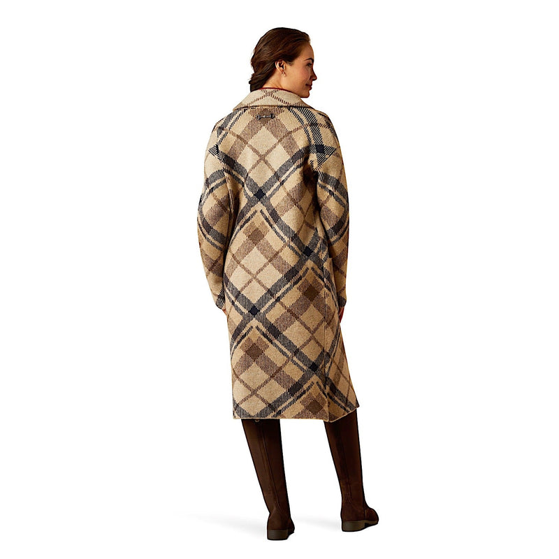 Ariat Women’s Ballston Cardigan - Oatmeal Plaid - Ariat Womens Tops