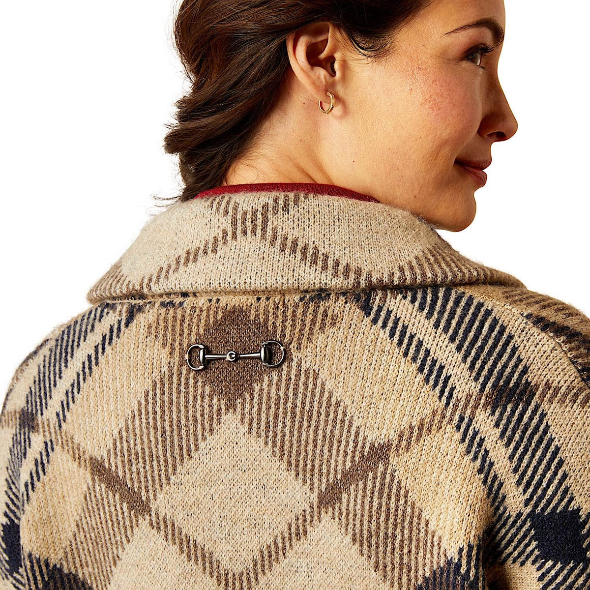 Ariat Women’s Ballston Cardigan - Oatmeal Plaid - Ariat Womens Tops