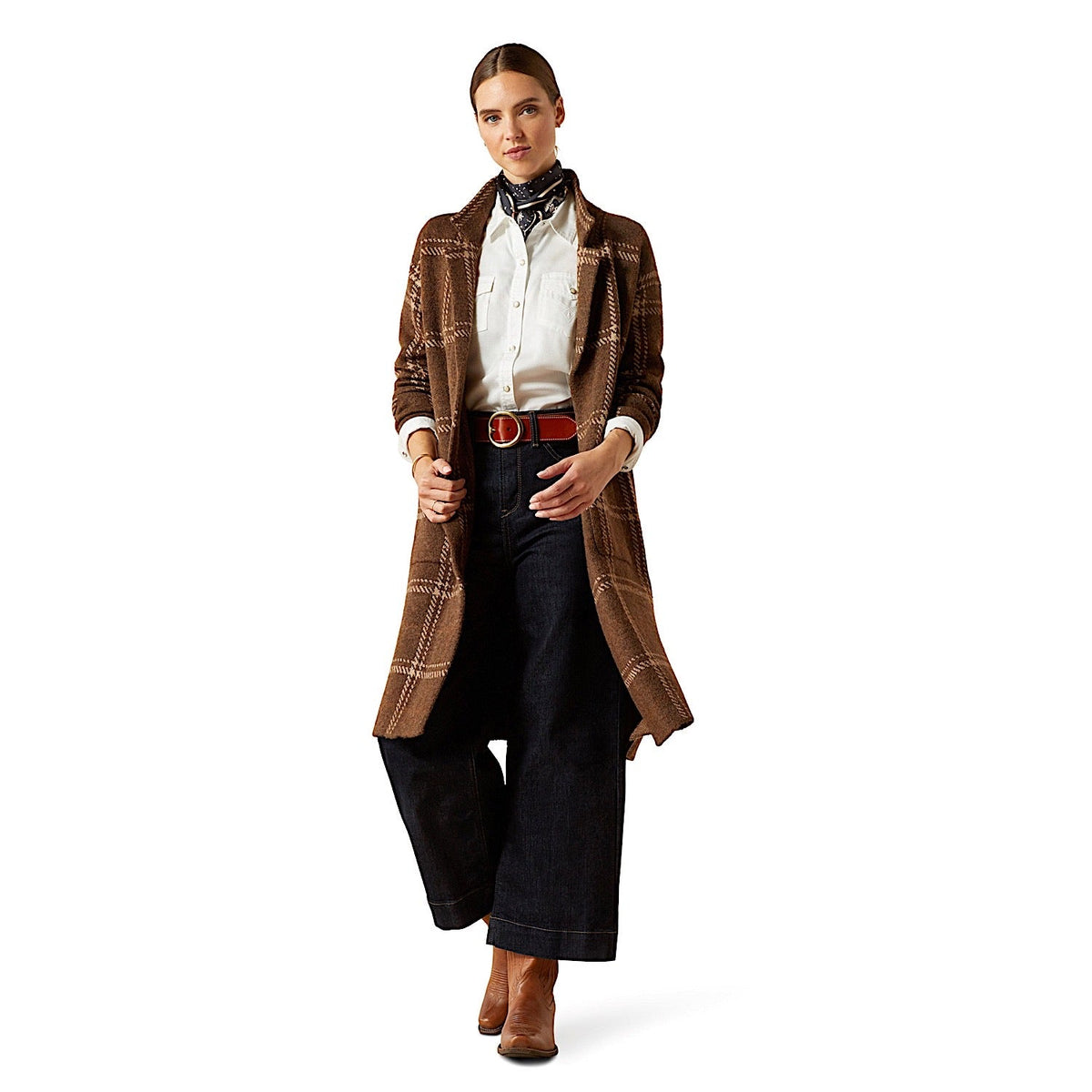 Ariat Womens Ballston Cardigan - Sorrel Horse Plaid