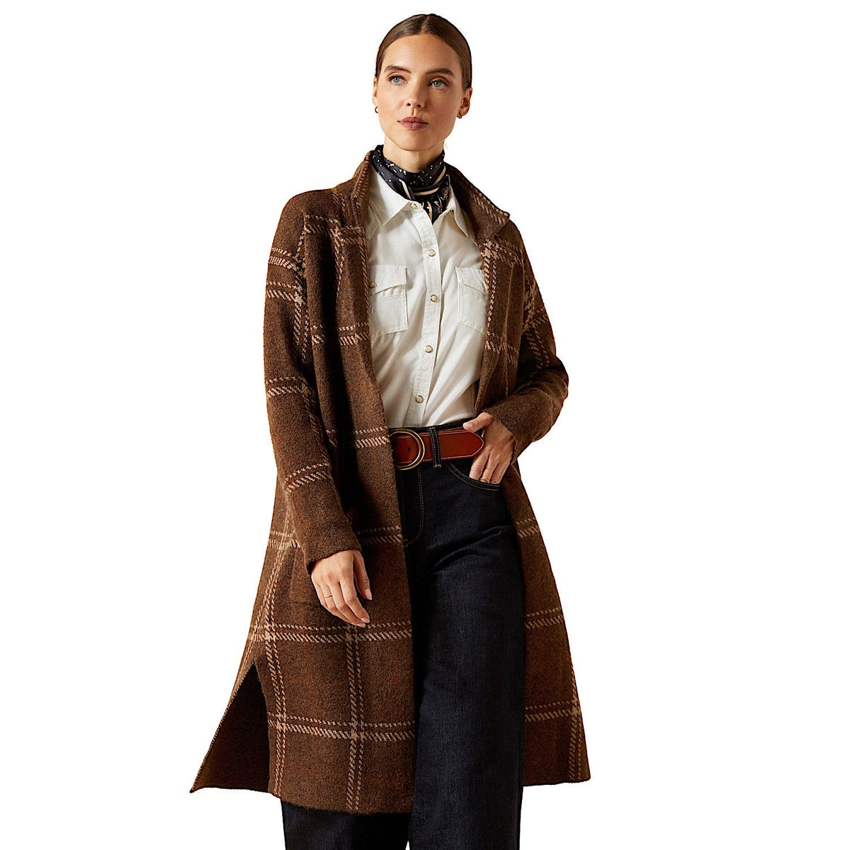 Ariat Womens Ballston Cardigan - Sorrel Horse Plaid
