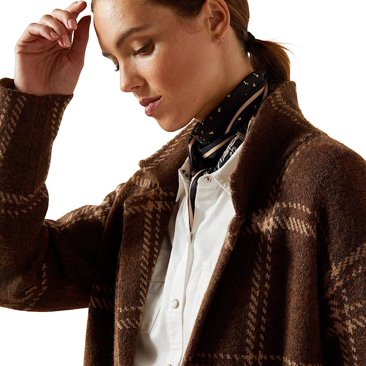 Ariat Womens Ballston Cardigan - Sorrel Horse Plaid