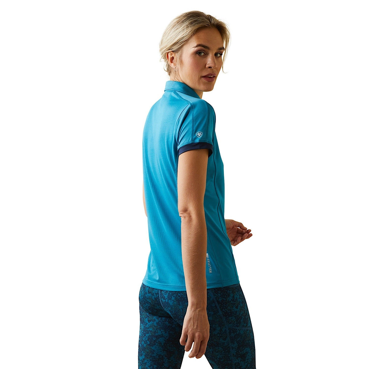 Ariat Womens Bandera 1/4 Zip SS Polo Mosaic Blue - Ariat Womens Tops