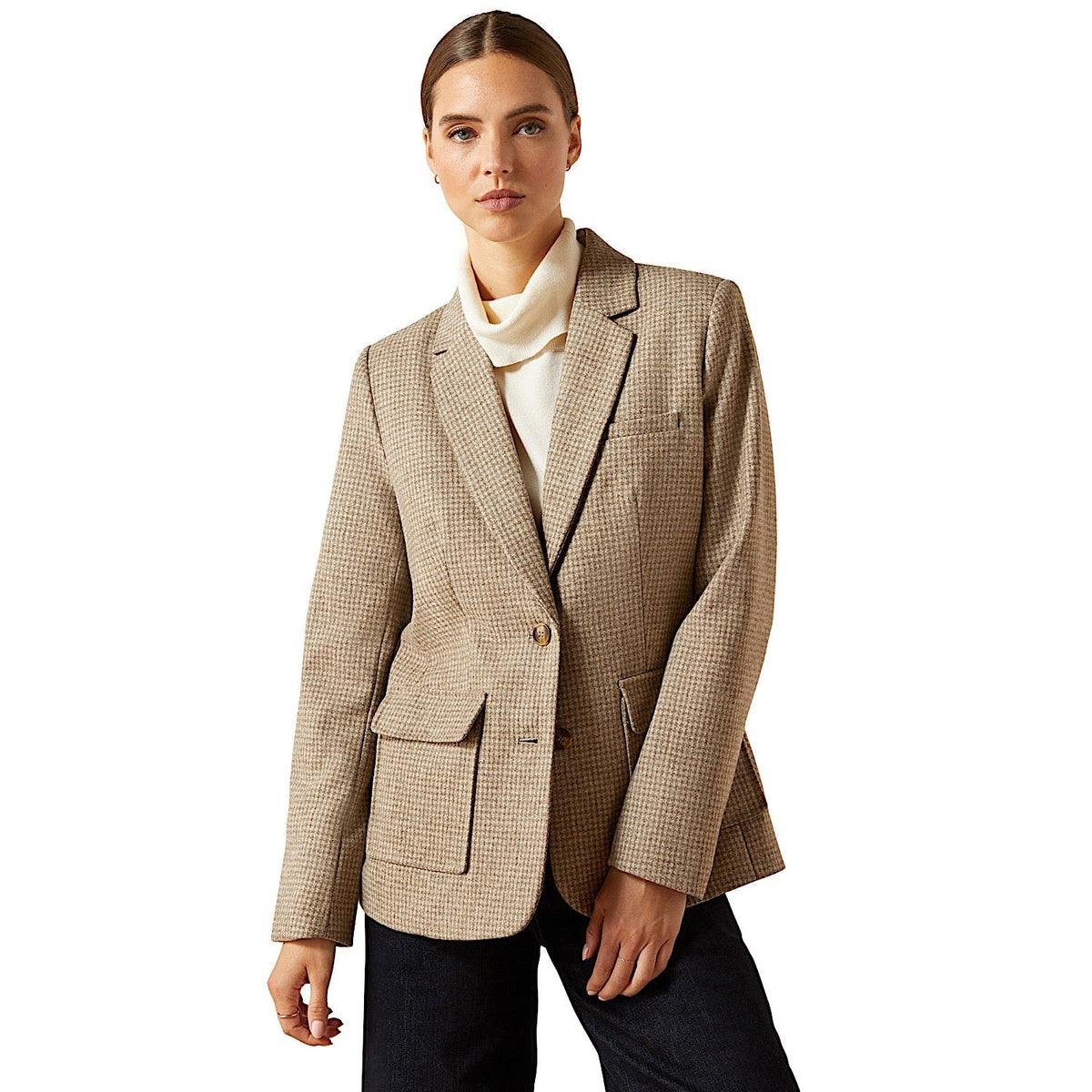 Ariat Womens Beckfoot Blazer - Camel Houndstooth