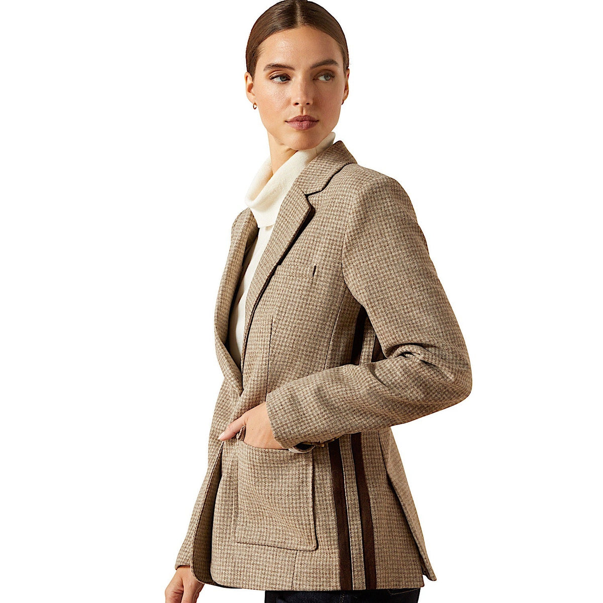 Ariat Womens Beckfoot Blazer - Camel Houndstooth