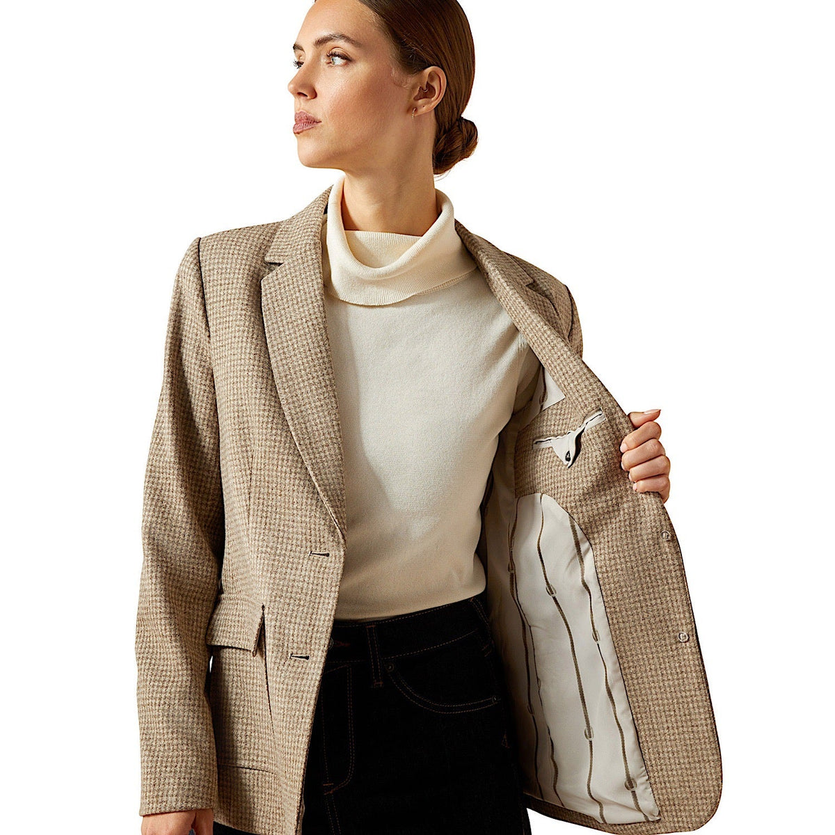 Ariat Womens Beckfoot Blazer - Camel Houndstooth