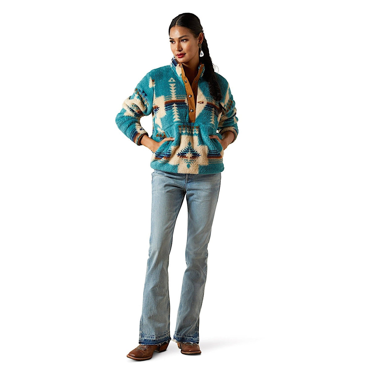 Ariat Womens Berber Snap Front Sweatshirt - Agave SW