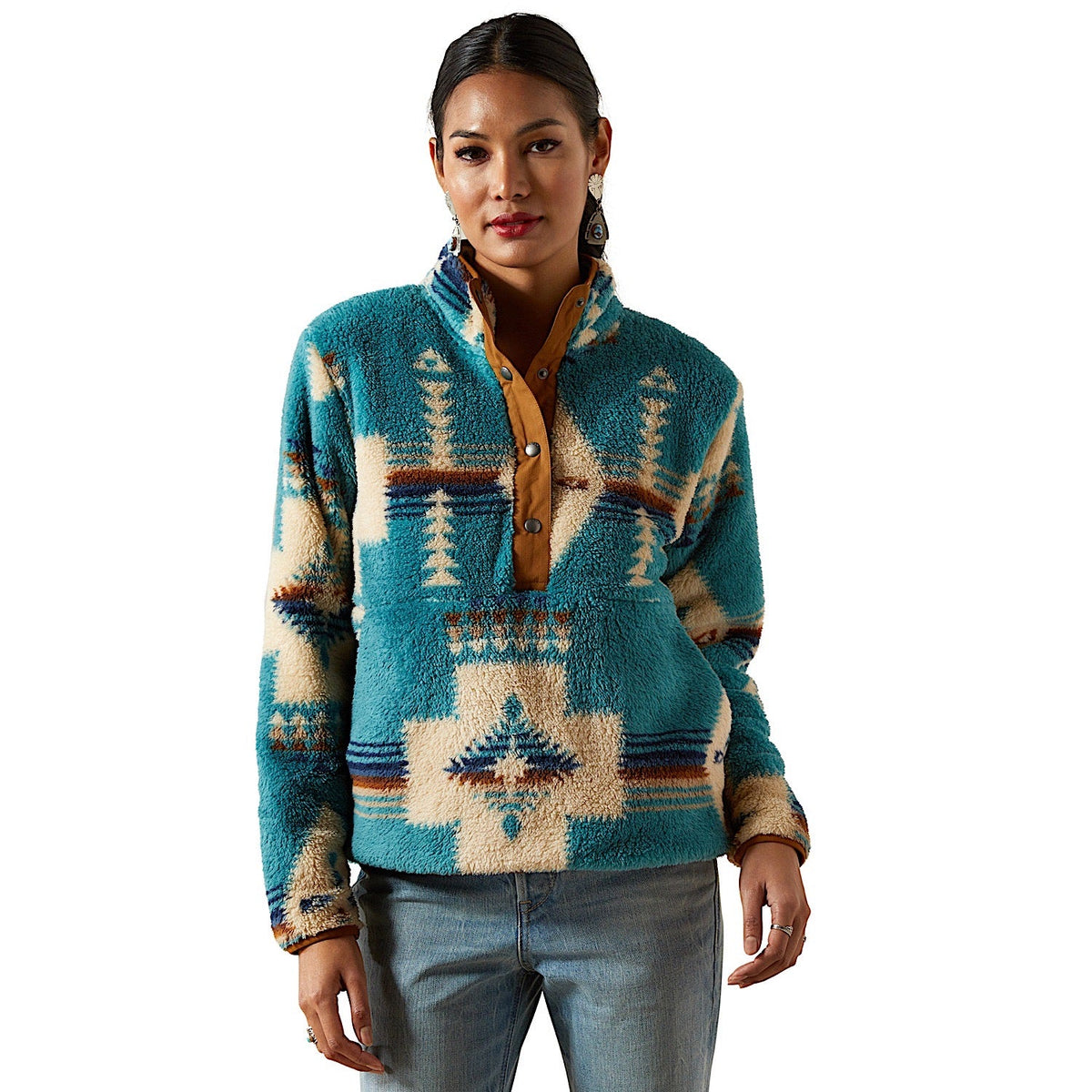 Ariat Womens Berber Snap Front Sweatshirt - Agave SW