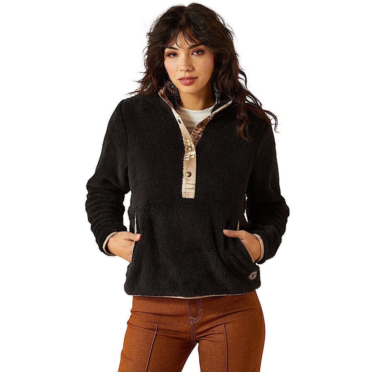 Ariat Womens Berber Snap Front Sweatshirt - Black