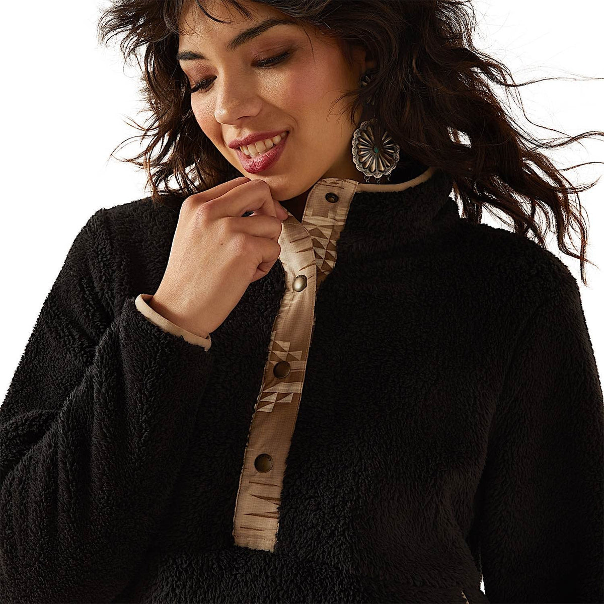 Ariat Womens Berber Snap Front Sweatshirt - Black