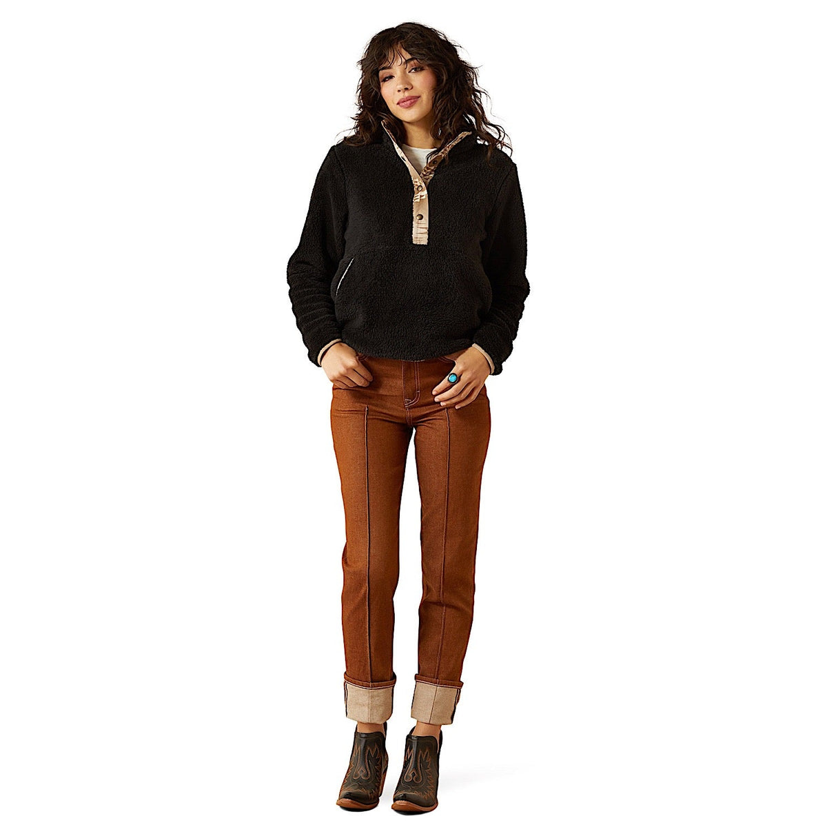 Ariat Womens Berber Snap Front Sweatshirt - Black
