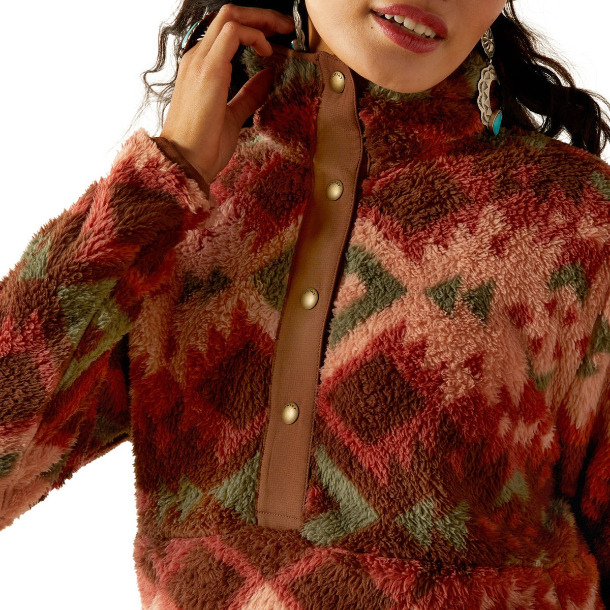 Ariat Women’s Berber Snap Front Sweatshirt - Plainsview Print - Ariat Womens Hoodies