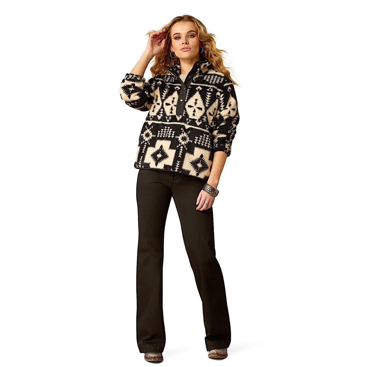 Ariat Women’s Berber Snap Front Sweatshirt - Winslow Southwest Print - Ariat Womens Hoodies