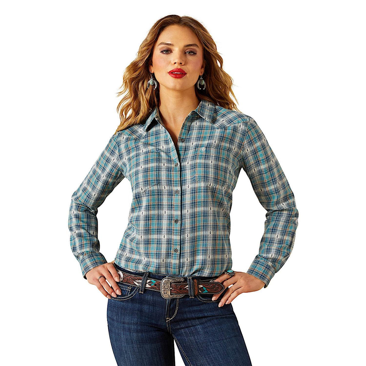 Ariat Womens Billie Jean Shirt - Aquamarine Dobby Plaid