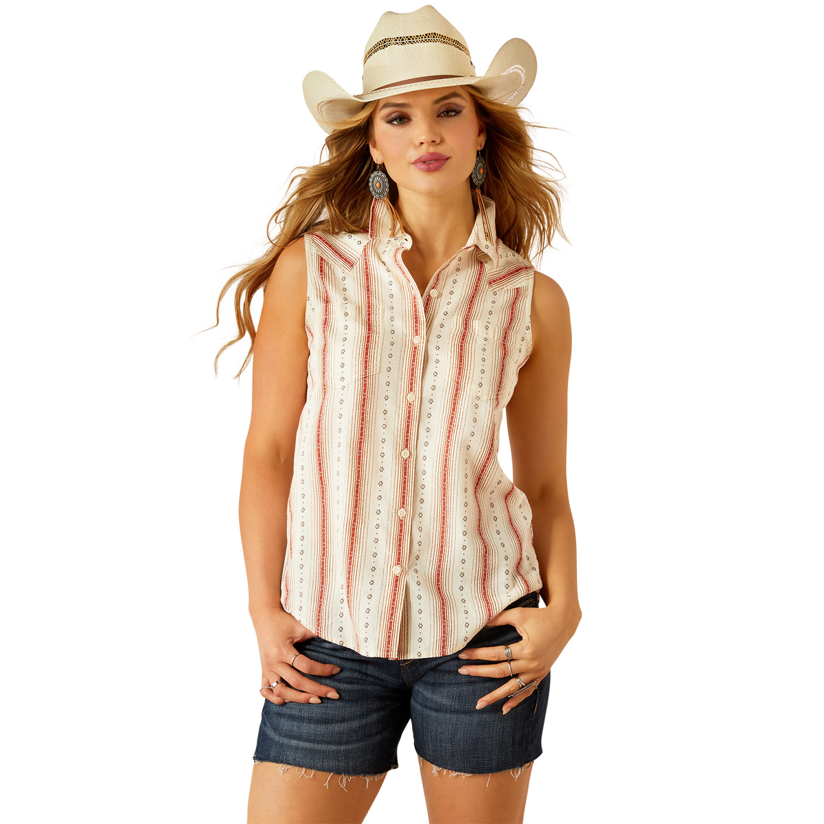 Ariat Womens Billie Jean Sleeveless Shirt - Desert Stripe