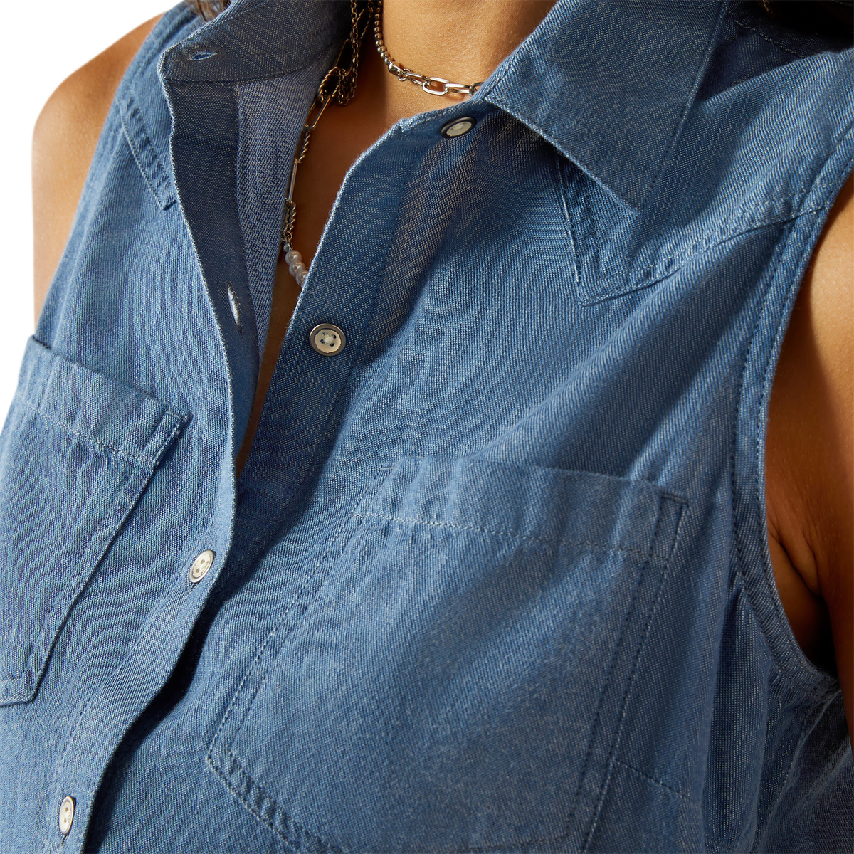 Ariat Womens Billie Jean Sleeveless Shirt - Light Blue