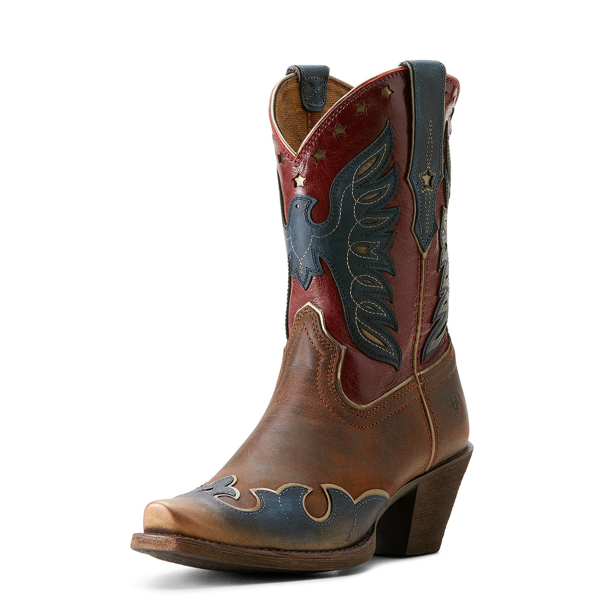 Ariat Womens Bravery Boot - Dusted Fresh Denim/Sassy Brown/Eagle Pride