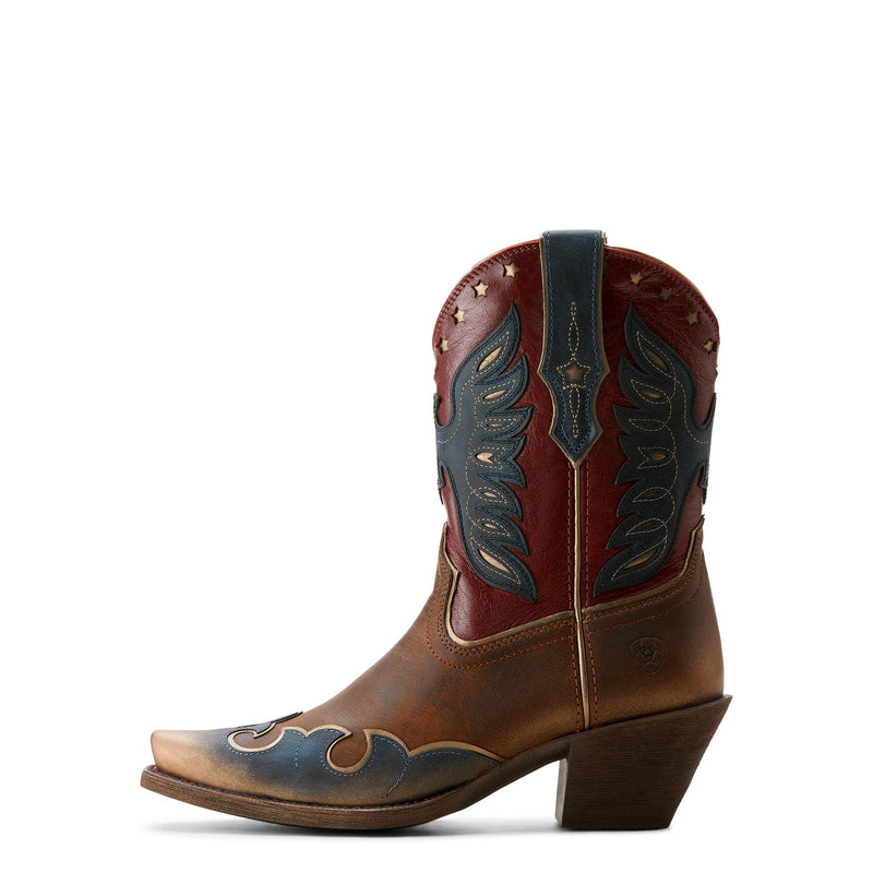 Ariat Womens Bravery Boot - Dusted Fresh Denim/Sassy Brown/Eagle Pride