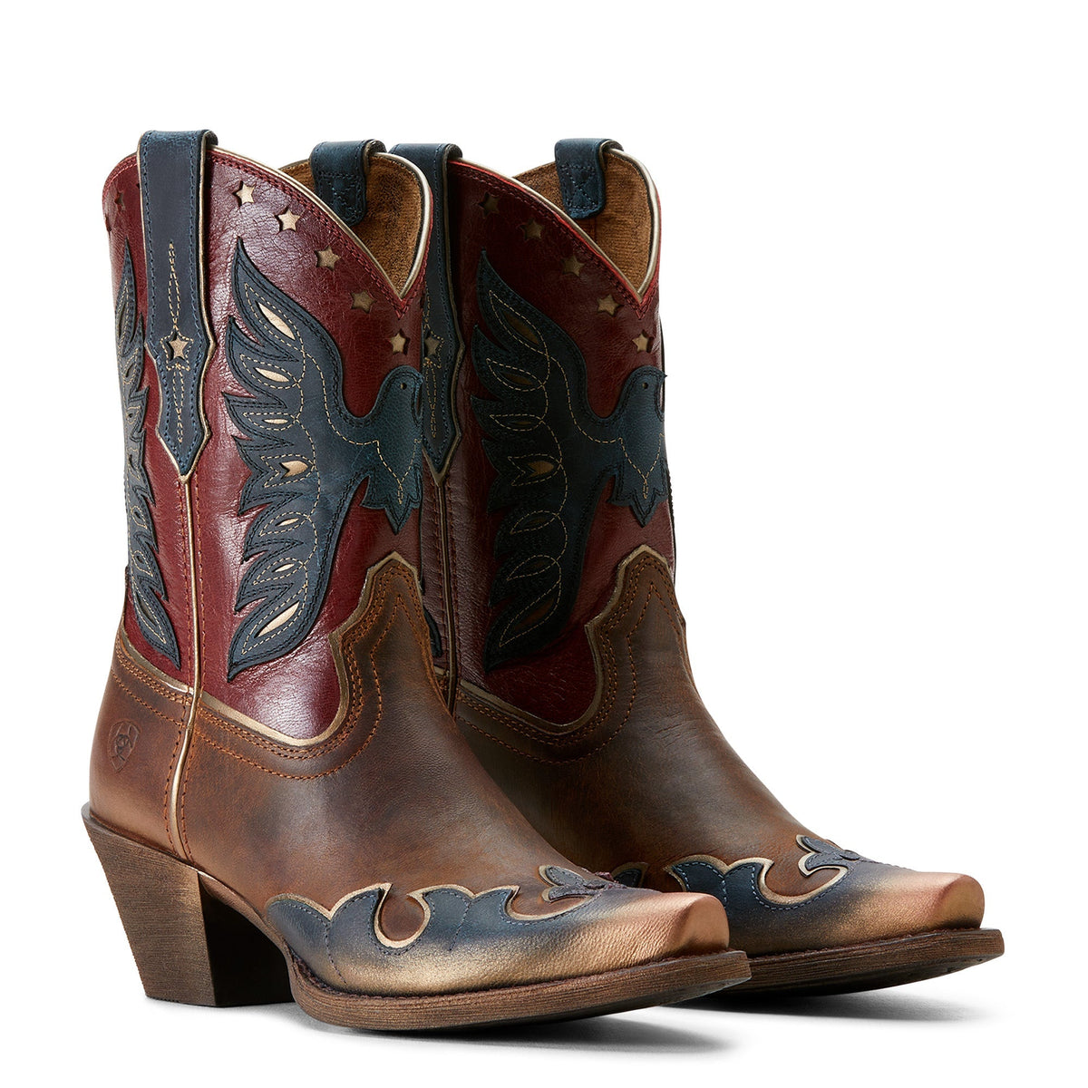 Ariat Womens Bravery Boot - Dusted Fresh Denim/Sassy Brown/Eagle Pride
