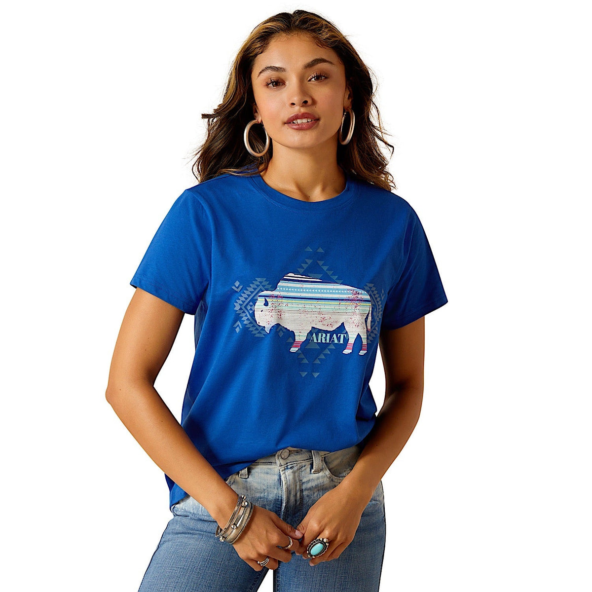 Ariat Women’s Buffalo T-Shirt - Surf The Web - S - Ariat Womens Tops