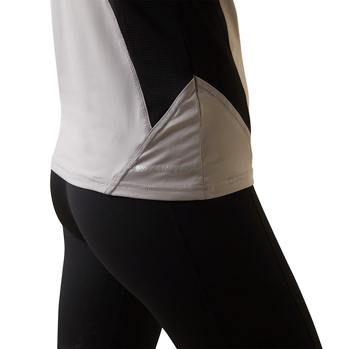 Ariat Womens Cambria S/S Jersey 1/4 Zip Silver Sconce/Black - Ariat Womens Tops