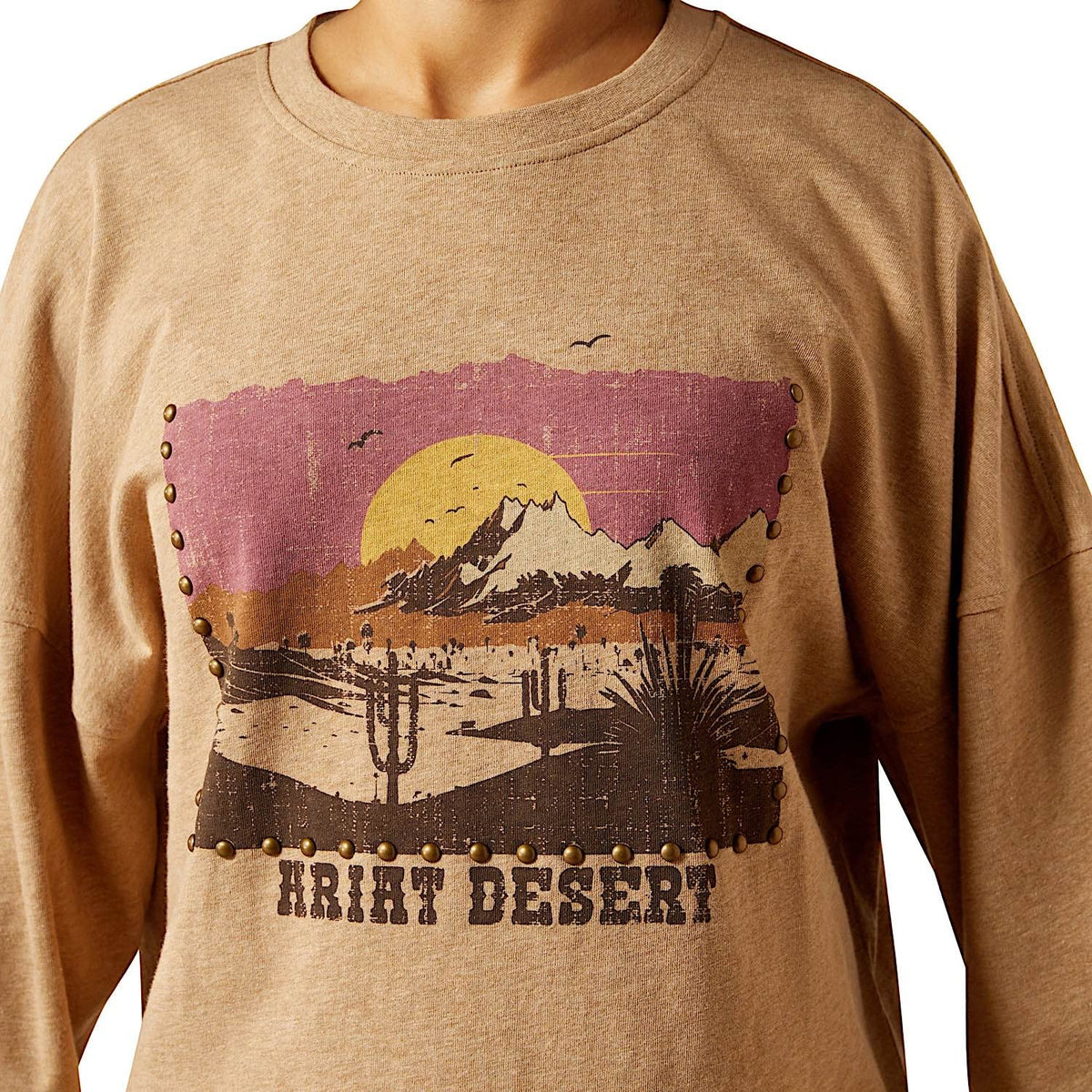 Ariat Womens Canvas Oversized Long Sleeve T-Shirt - Dark Heather Oatmeal