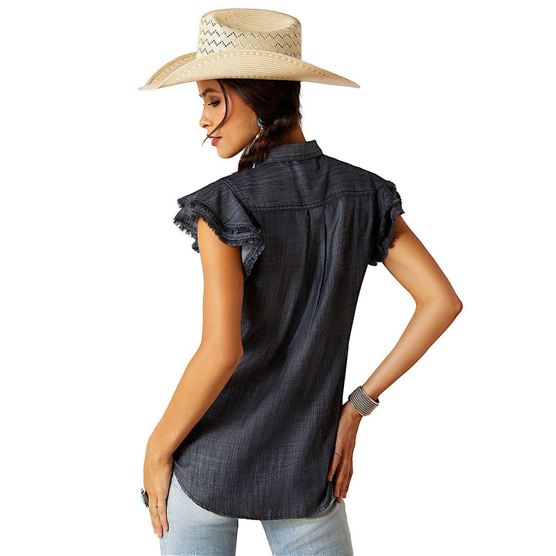 Ariat Women’s Carriage Top - Indigo Rinse - Ariat Womens Tops