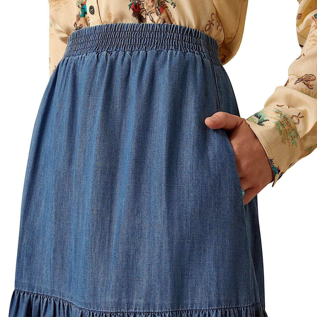 Ariat Women’s Chambray Tier Skirt - Medium Blue