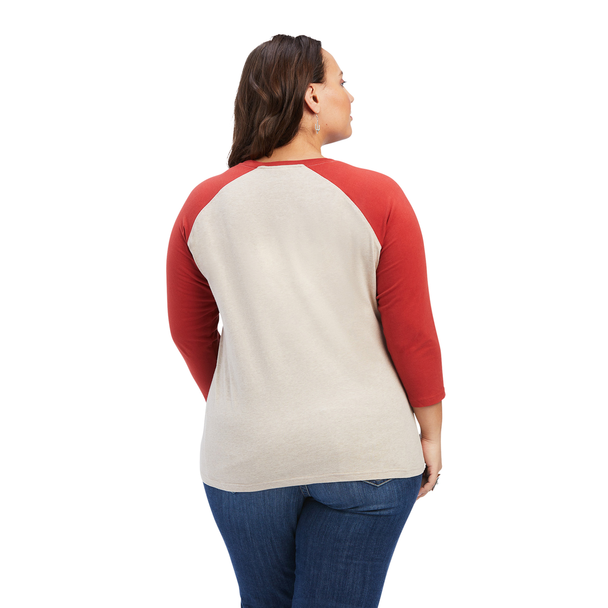 Ariat Women’s Classic 3/4 Sleeve Tee - Oatmeal Heather / Sunrise - Ariat Womens Tops