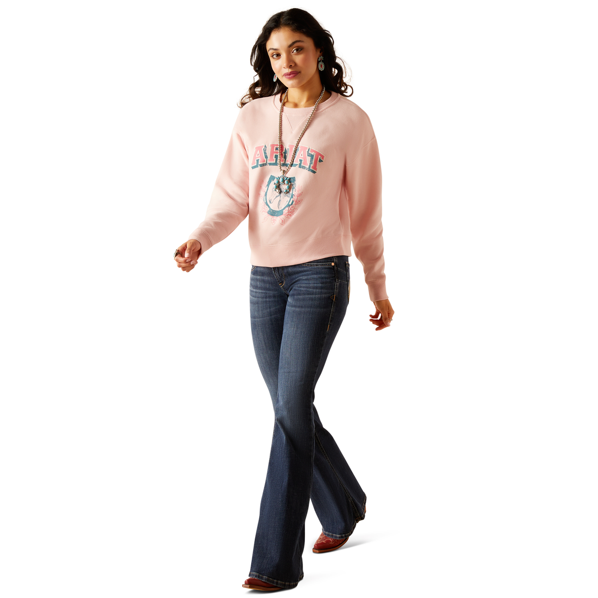Ariat Women’s College Sweatshirt - Blushing Rose - Ariat Womens Tops