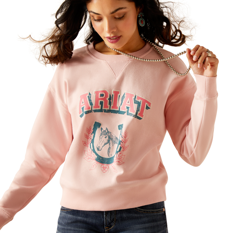 Ariat Women’s College Sweatshirt - Blushing Rose - Ariat Womens Tops
